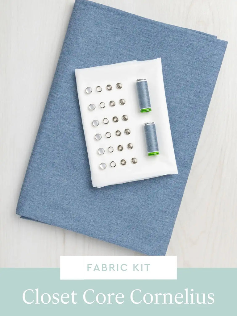 Cornelius Western Shirt Kit | Light Blue Soft Cotton Denim Shirting