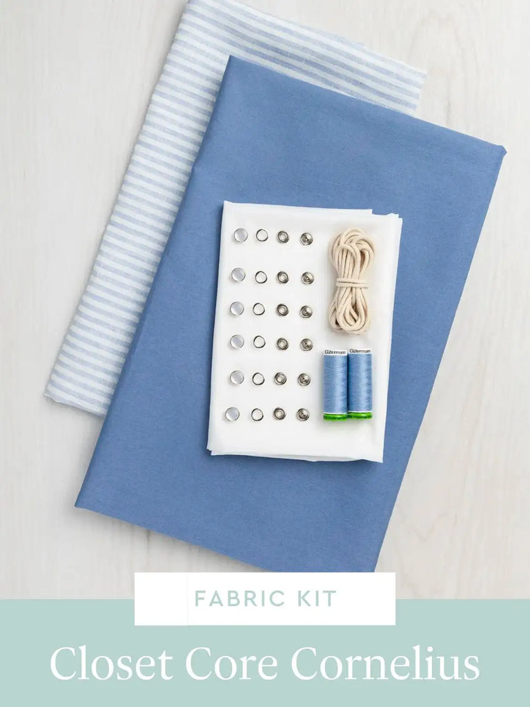 Cornelius Western Shirt Kit | Slate Blue Lightweight Silky Poplin