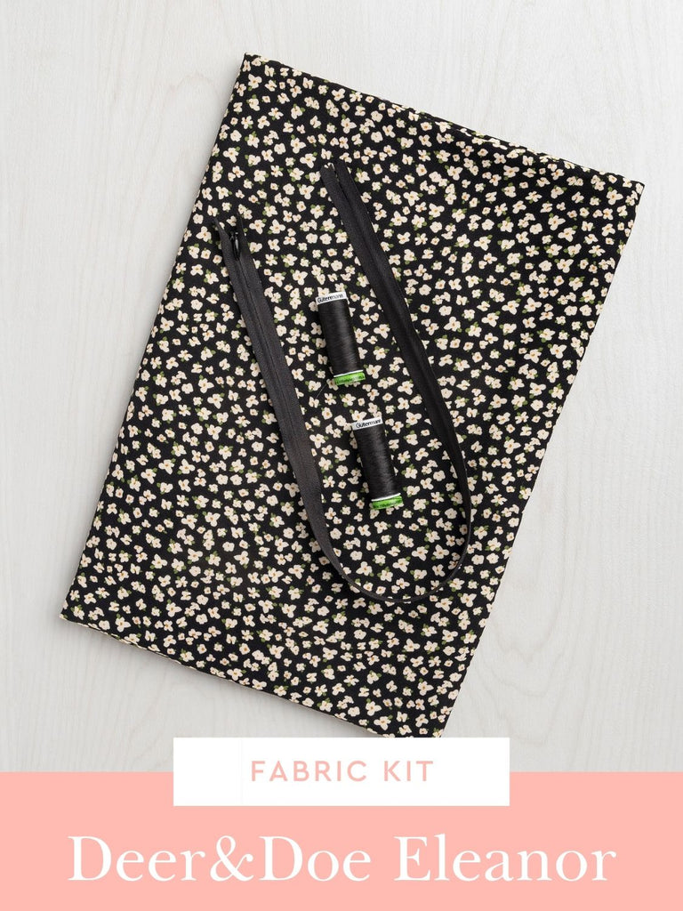 Eleanor Dress Kit | Black Ditzy Daisy Print Viscose Crepe