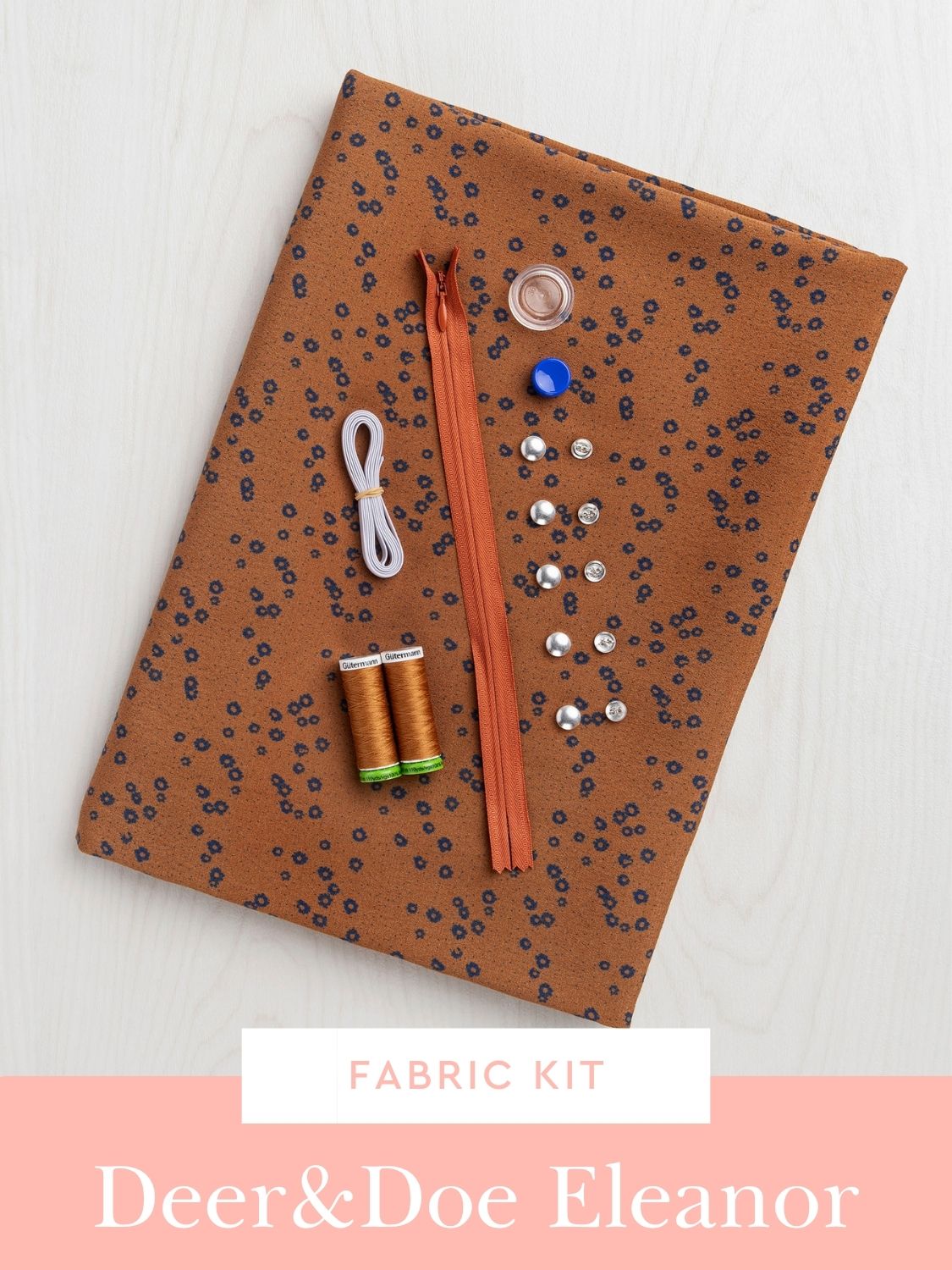 Eleanor Dress Kit | Caramel Ditzy Flower Dot Print Ecovero Crepe de Chine