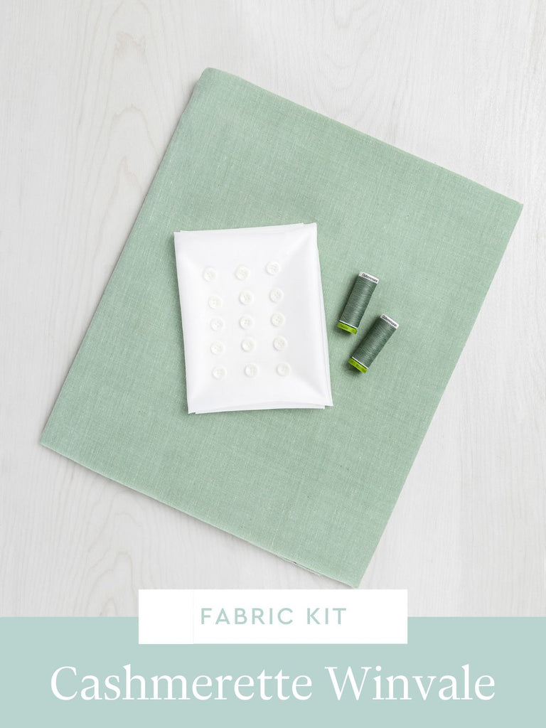 Kit de Robe & Tunique Winvale | Chambray en Coton Khadi Teint Vert Feuillage Tissé à la Main