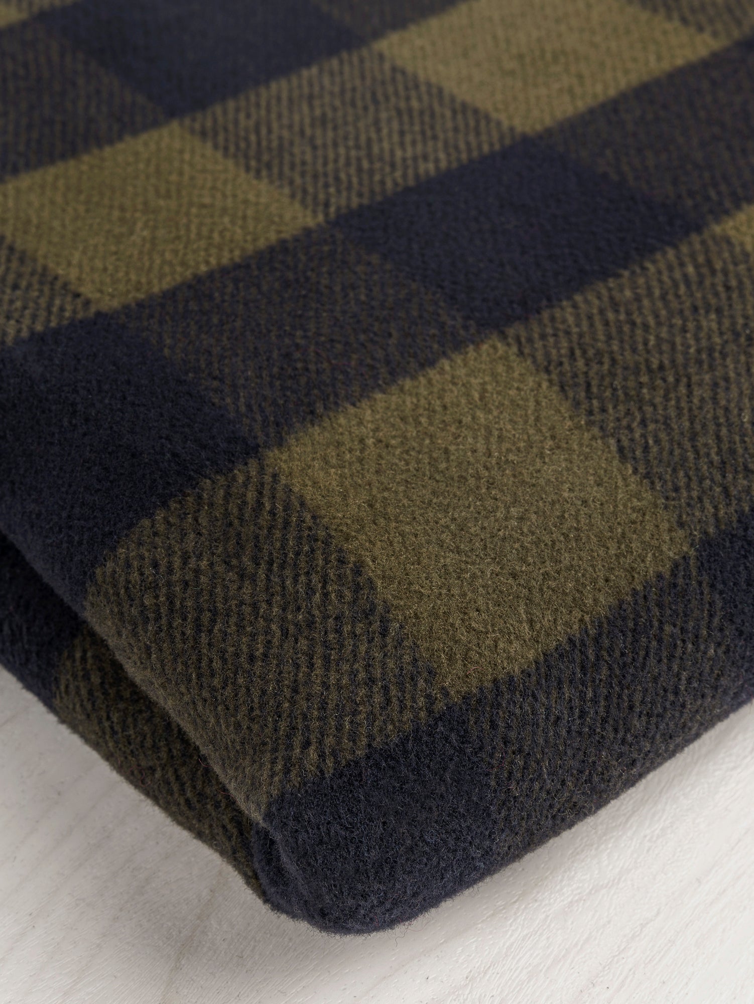 Large Buffalo Check Polar Fleece Deadstock - Olive + Navy | Core Fabrics