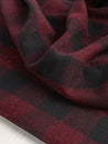 Large Buffalo Check Wool Blend Coating Deadstock - Bordeaux + Black | Core Fabrics