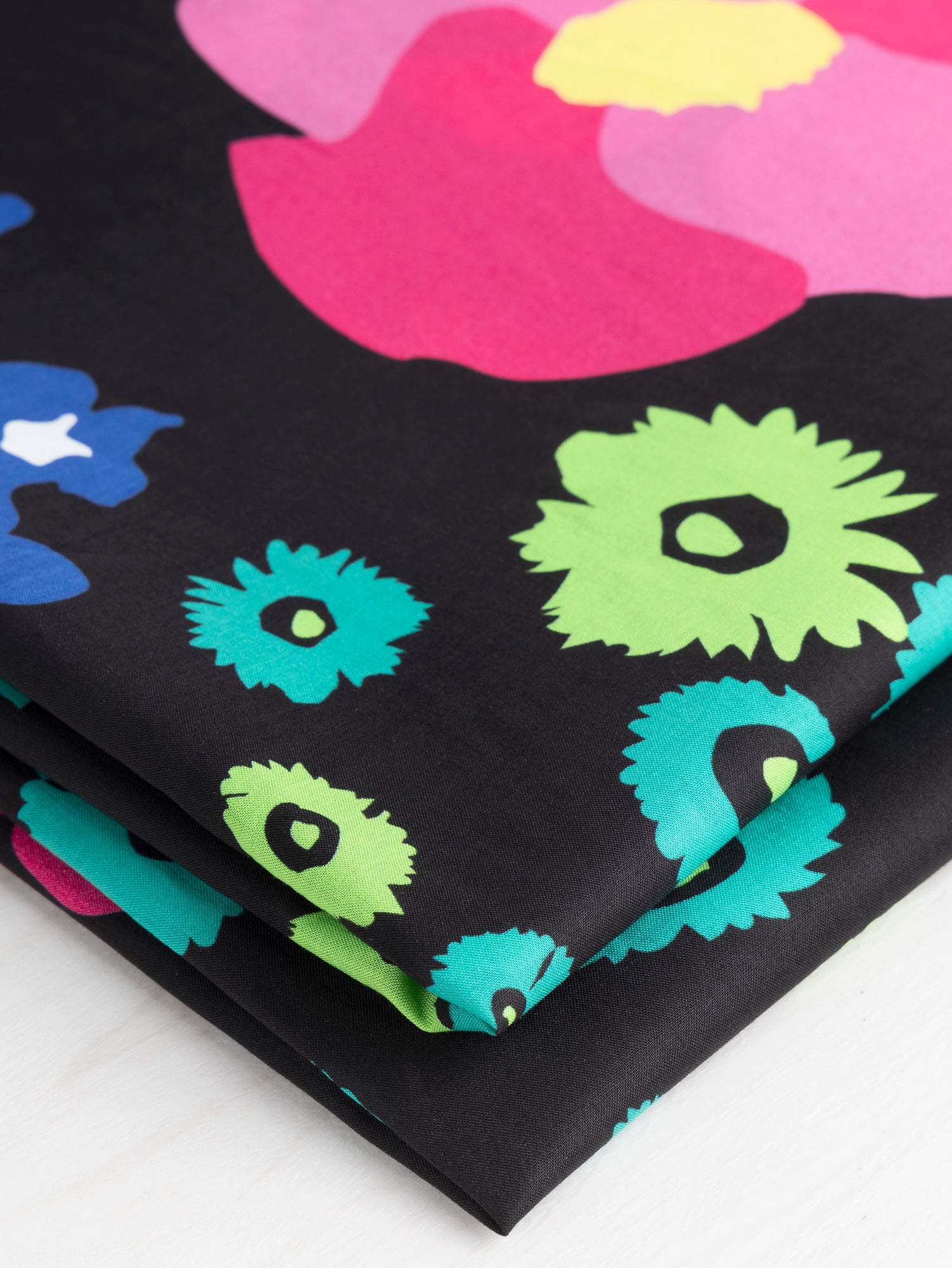 Large Floral Cotton Voile The Kooples Deadstock - Black + Pink + Green | Core Fabrics