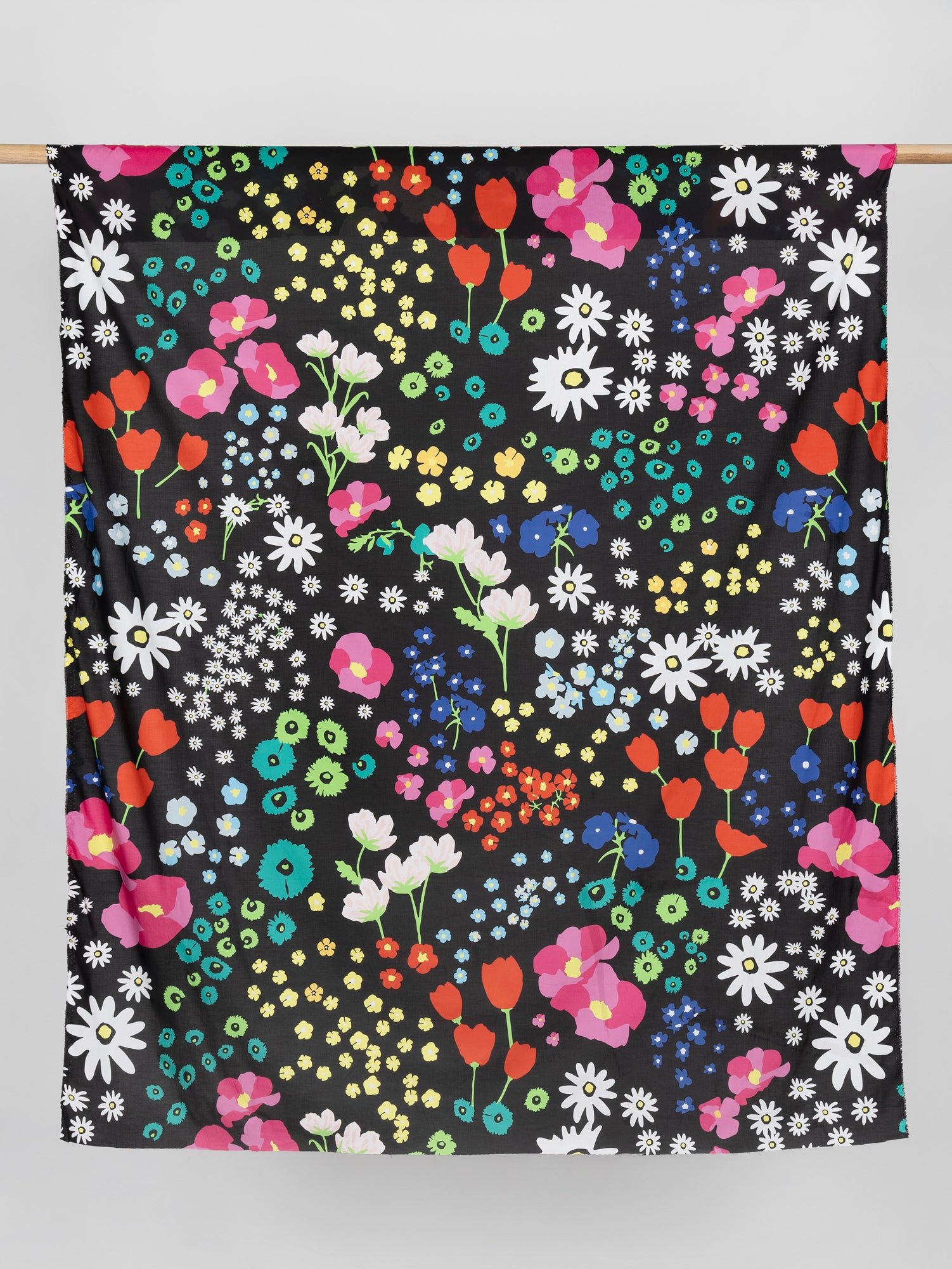 Large Floral Cotton Voile The Kooples Deadstock - Black + Pink + Green | Core Fabrics