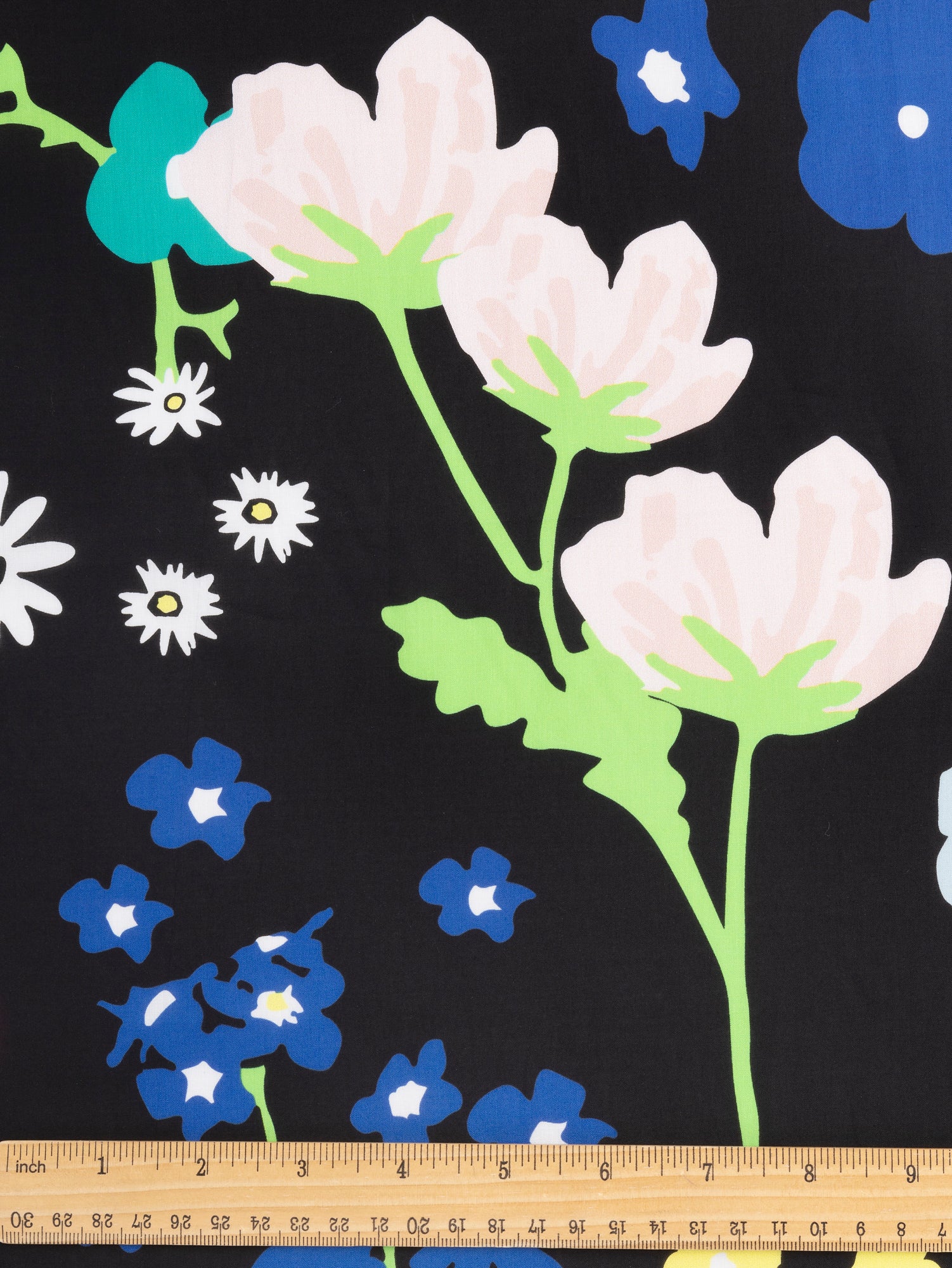 Large Floral Cotton Voile The Kooples Deadstock - Black + Pink + Green | Core Fabrics