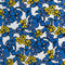 Large Floral Print Japanese Cotton Lawn - White + Periwinkle + Black + Yellow - Swatch