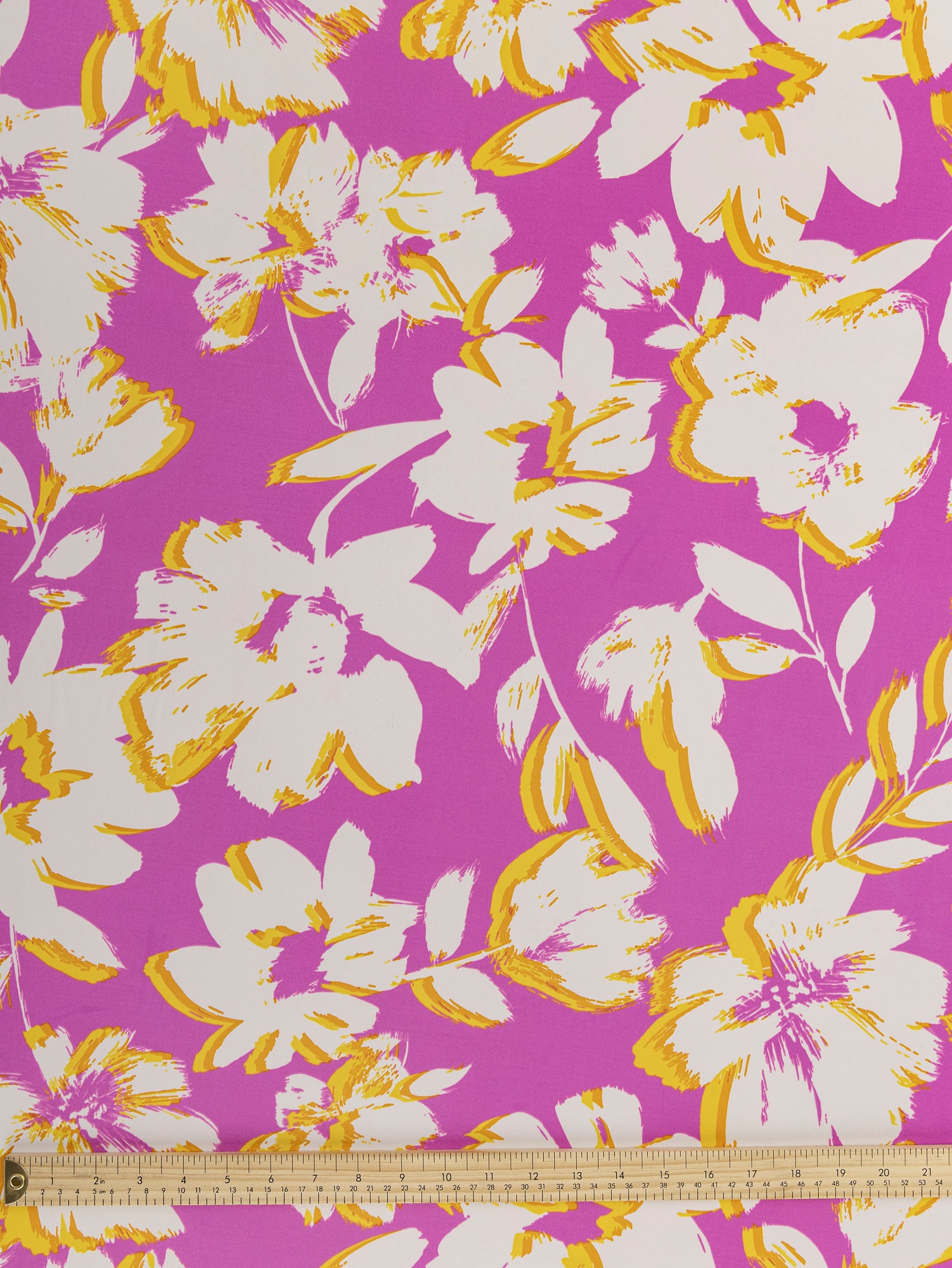 F-DEA039-Large-Floral-Swim-Performance-Knit-Deadstock-Pink-Yellow-and-White-Core-Fabrics-ruler.JPG