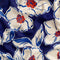 Crêpe de viscose FSC à grand motif floral - Indigo + Ivoire + Coquelicot