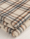 Large Plaid Brushed Wool Blend Deadstock - Cream + Brown + Blue + Orange | Core Fabrics