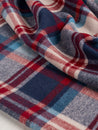 Large Plaid Melton Wool Blend Coating Deadstock - Blue + Red + Beige | Core Fabrics