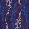 Viscose Ecovero texturée à grand motif cordages - Indigo + Ivoire + Rouge