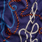 Viscose Ecovero texturée à grand motif cordages - Indigo + Ivoire + Rouge