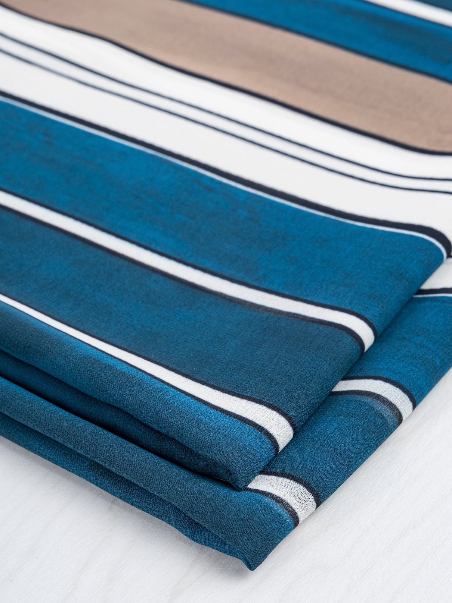 F-DEA070-Large-Stripe-Viscose-Chiffon-Deadstock-LondonBlue+Brown+Cream+Navy-Core-Fabrics-fold.JPG