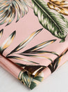 Large Tropical Leaf Print Viscose - Pink + Green | Core Fabrics