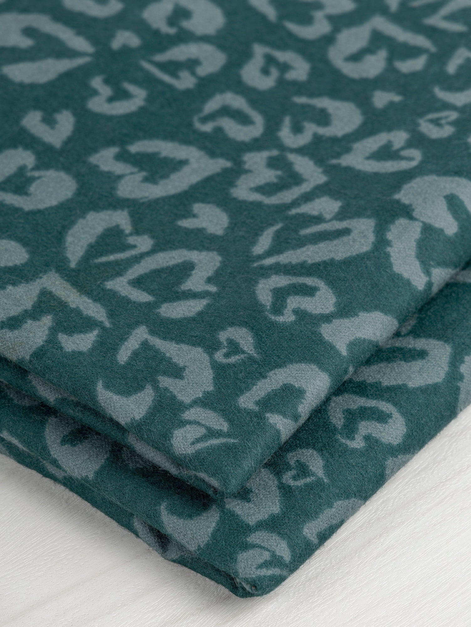 Leopard Print Cotton Flannel Deadstock - Forest Green | Core Fabrics