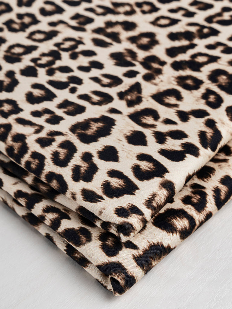 Coton extensible poids léger à imprimé léopard - Beige + Noir