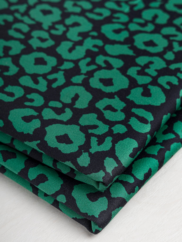 Coton extensible poids léger à imprimé léopard - Noir + Vert