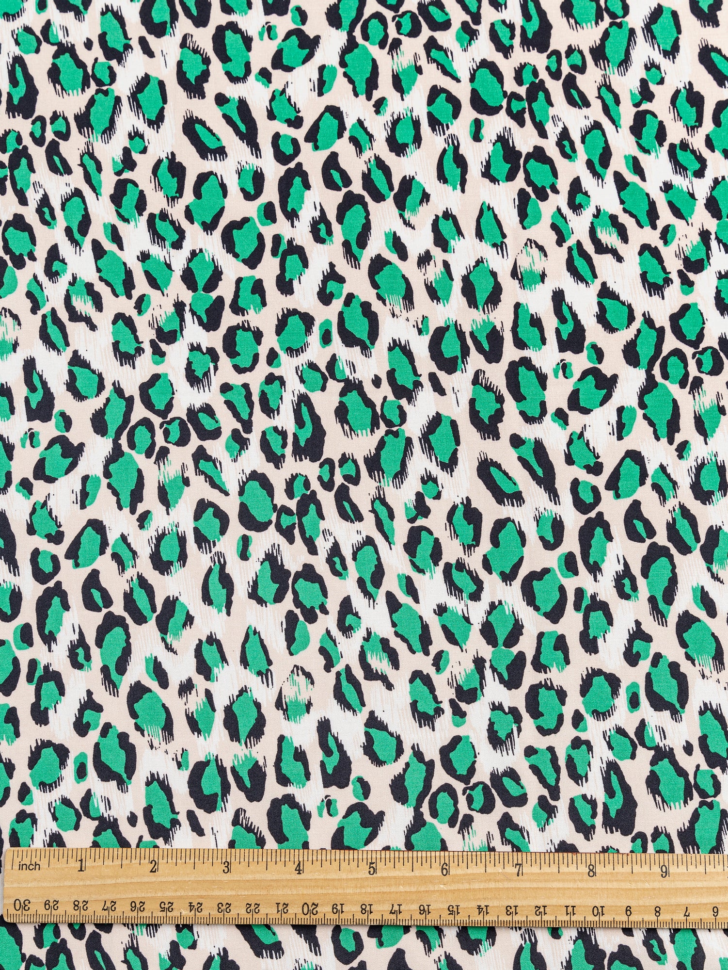 Leopard Print Viscose Challis Deadstock - Beige + Green + Black | Core Fabrics