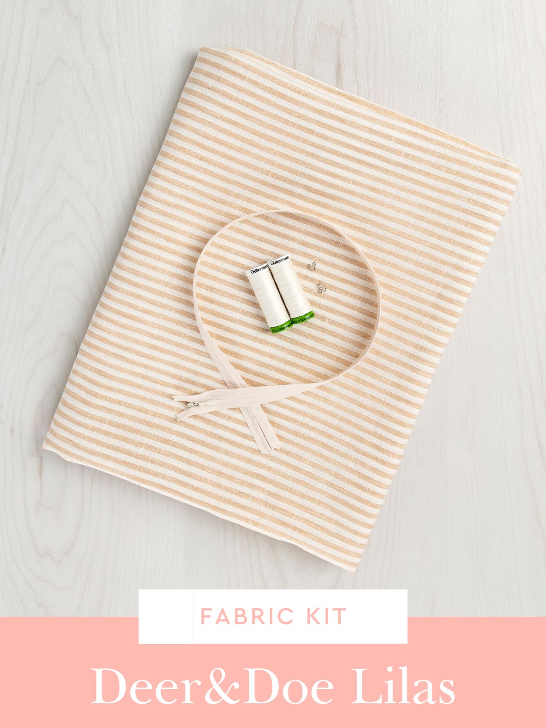 Lilas Dress Kit - Beige + White Striped Linen Shirting | Core Fabrics