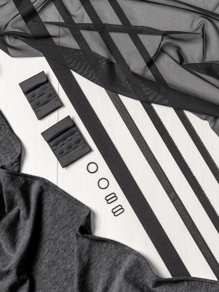 Plush Back Elastic Lingerie Kit (View B) Fabric + Notions - Charcoal