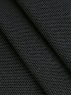 Tricot côtelé MicroModal fin de rouleau – Noir