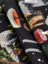 F-COT421 - Midnight Mushroom Print Cotton Flannel Deadstock - Black + Green + Brown - Core Fabrics- fold.JPG