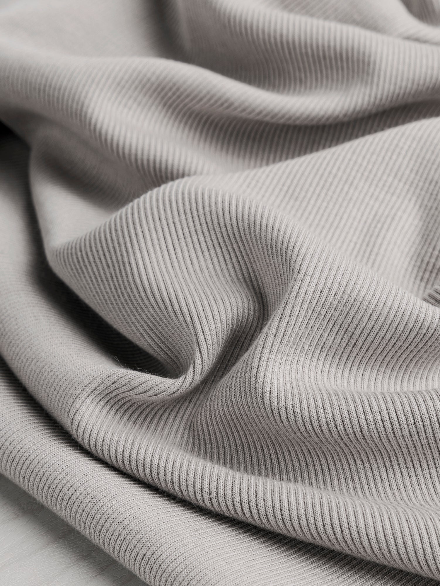 Midweight Bamboo 2x1 Rib Knit Deadstock- Pearl Grey | Core Fabrics