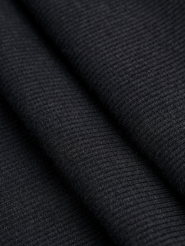 Midweight Organic Cotton 2x1 Rib Knit Deadstock - Black