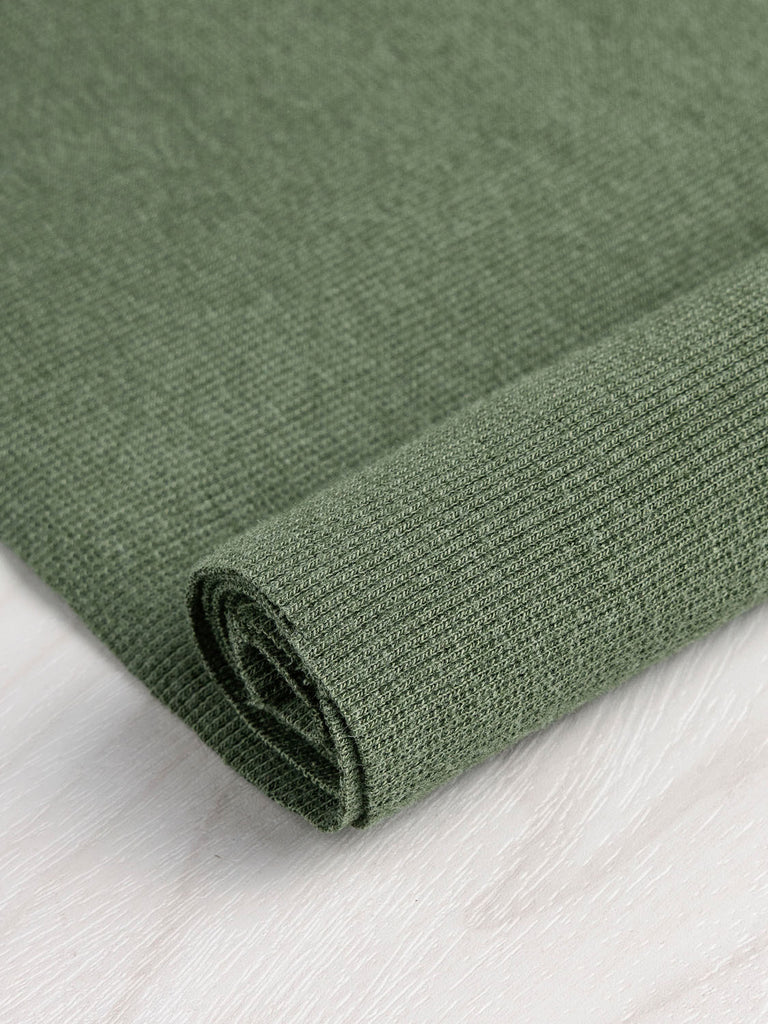 Bambou/Coton côte bébé 2x2 - Vert Mousse