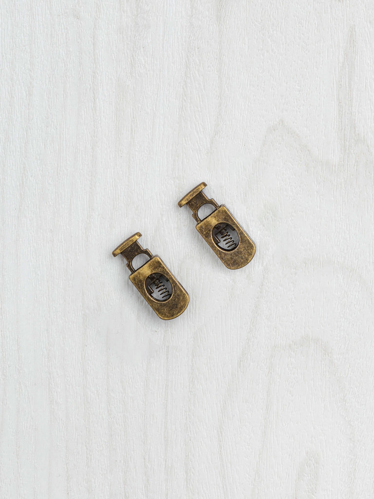 Flat Cord Lock Antique Brass - Pack of 2