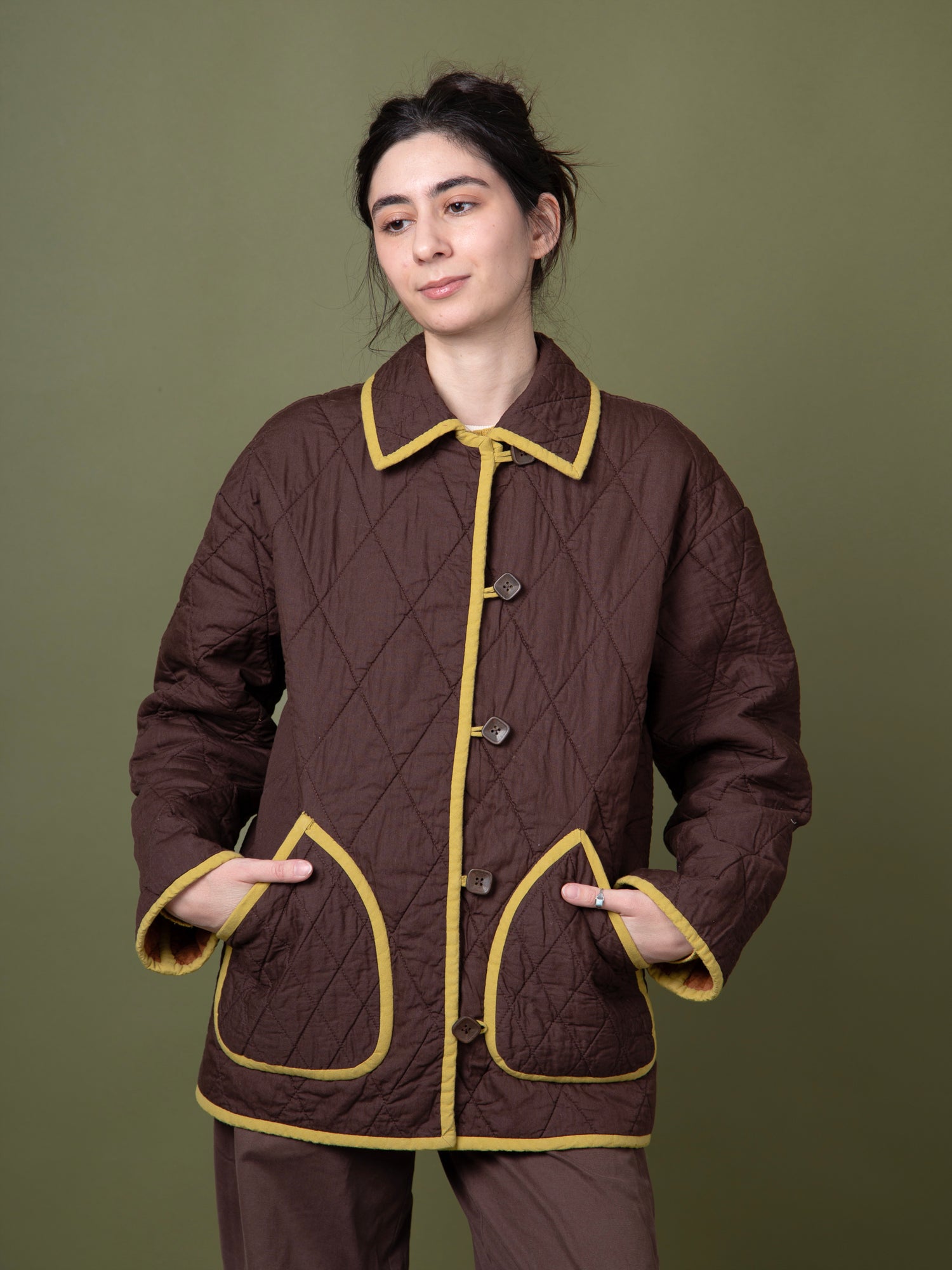 Lightweight Silky Cotton Poplin - Chocolate  - Model | Core Fabrics