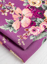 Nostalgic Peony Viscose Floral Print - Purple + Green + Cream | Core Fabrics