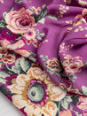 Nostalgic Peony Viscose Floral Print - Purple + Green + Cream | Core Fabrics