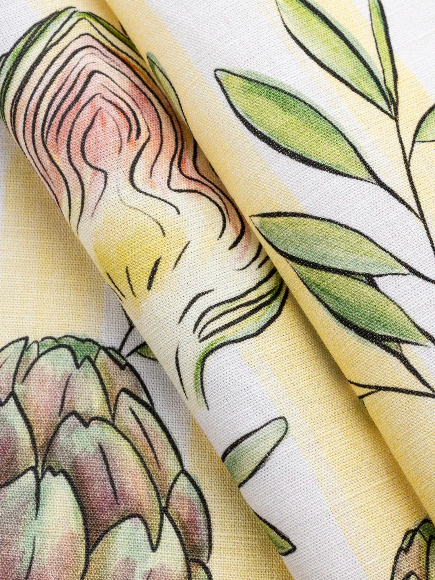F-COT470-Okie-Dokie-Artichokie-Stripe-Print-Organic-Cotton-Linen-Butter-Yellow+White-and-Olive-Core-Fabrics-fold.webp