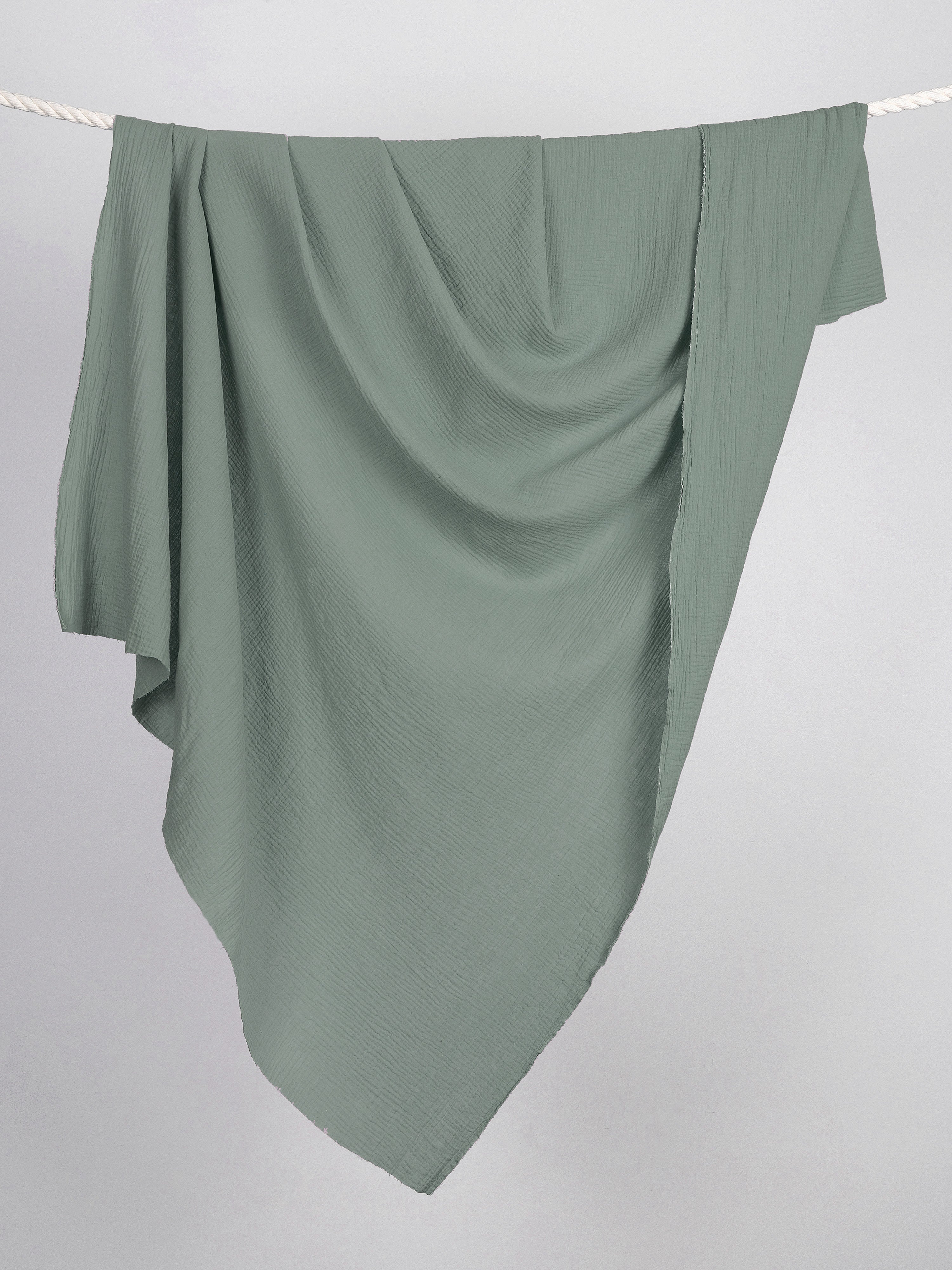 F-COT102-019-Organic-Cotton-Double-Gauze-Sage-Core-Fabrics-draped