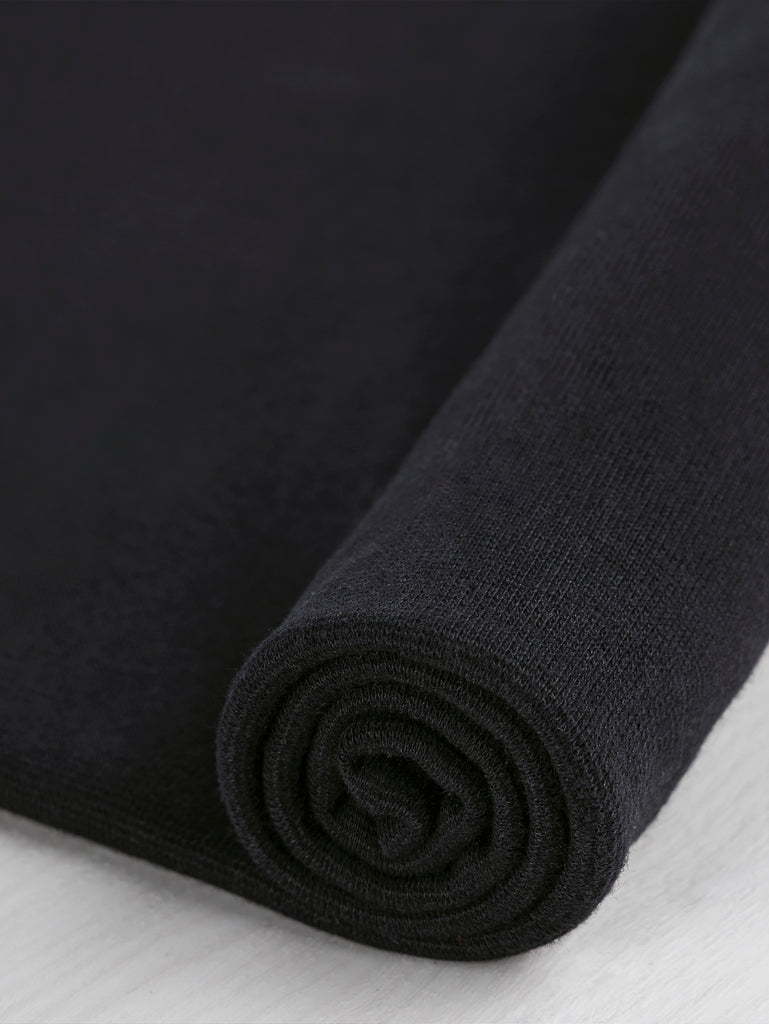 Organic Cotton Spandex 1x1 Rib Knit - Black