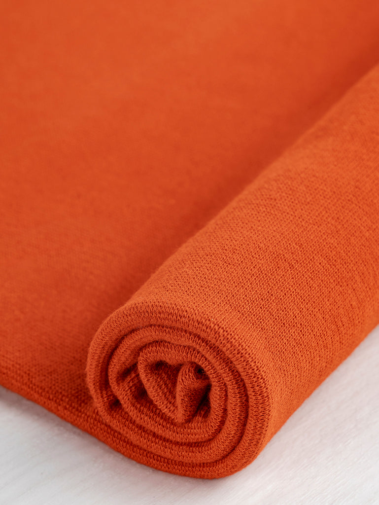 Organic Cotton Spandex 1x1 Rib Knit - Red Orange