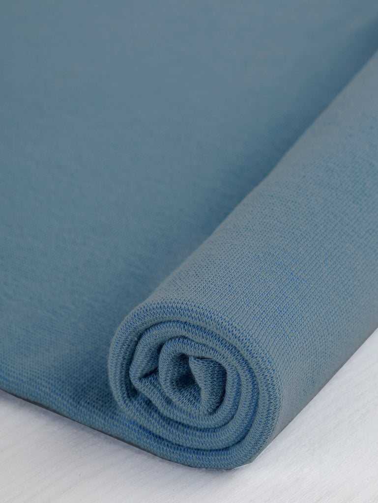 Organic Cotton Spandex 1x1 Rib Knit - Steel Blue