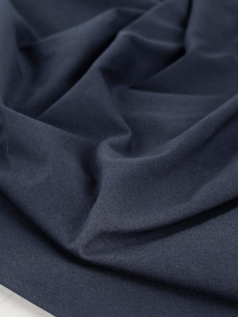 Tricot en coton biologique et spandex – Marine
