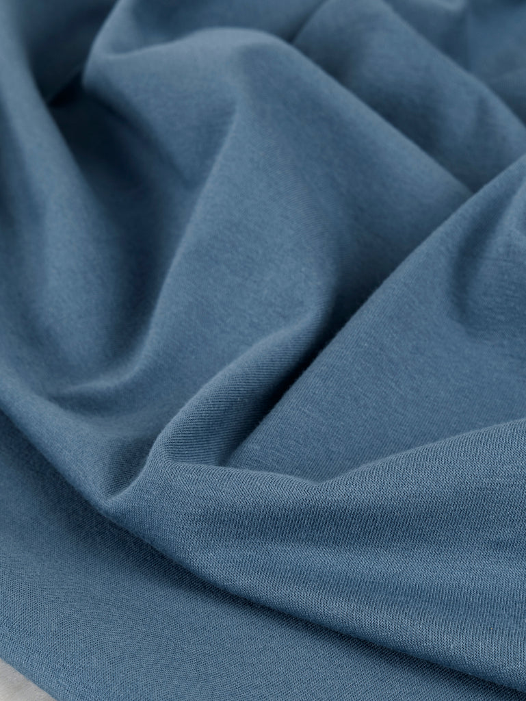Tricot en coton biologique et spandex – Bleu acier
