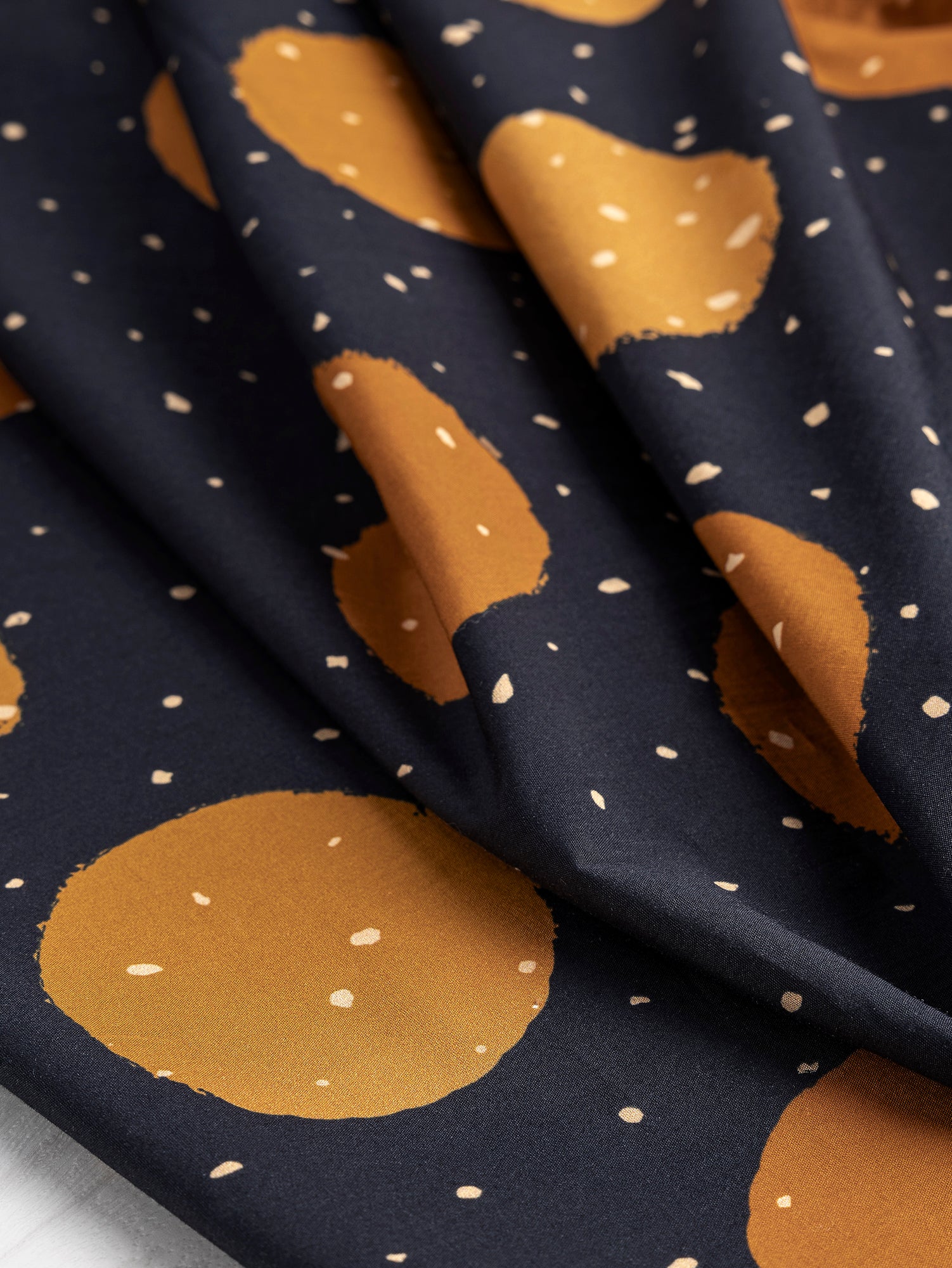 Oversize Polka Dot Print Cotton Poplin - Black + Bronze | Core Fabrics