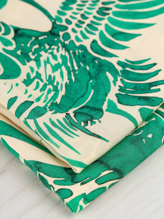 Painted Plumage Print Viscose - Cream + Green