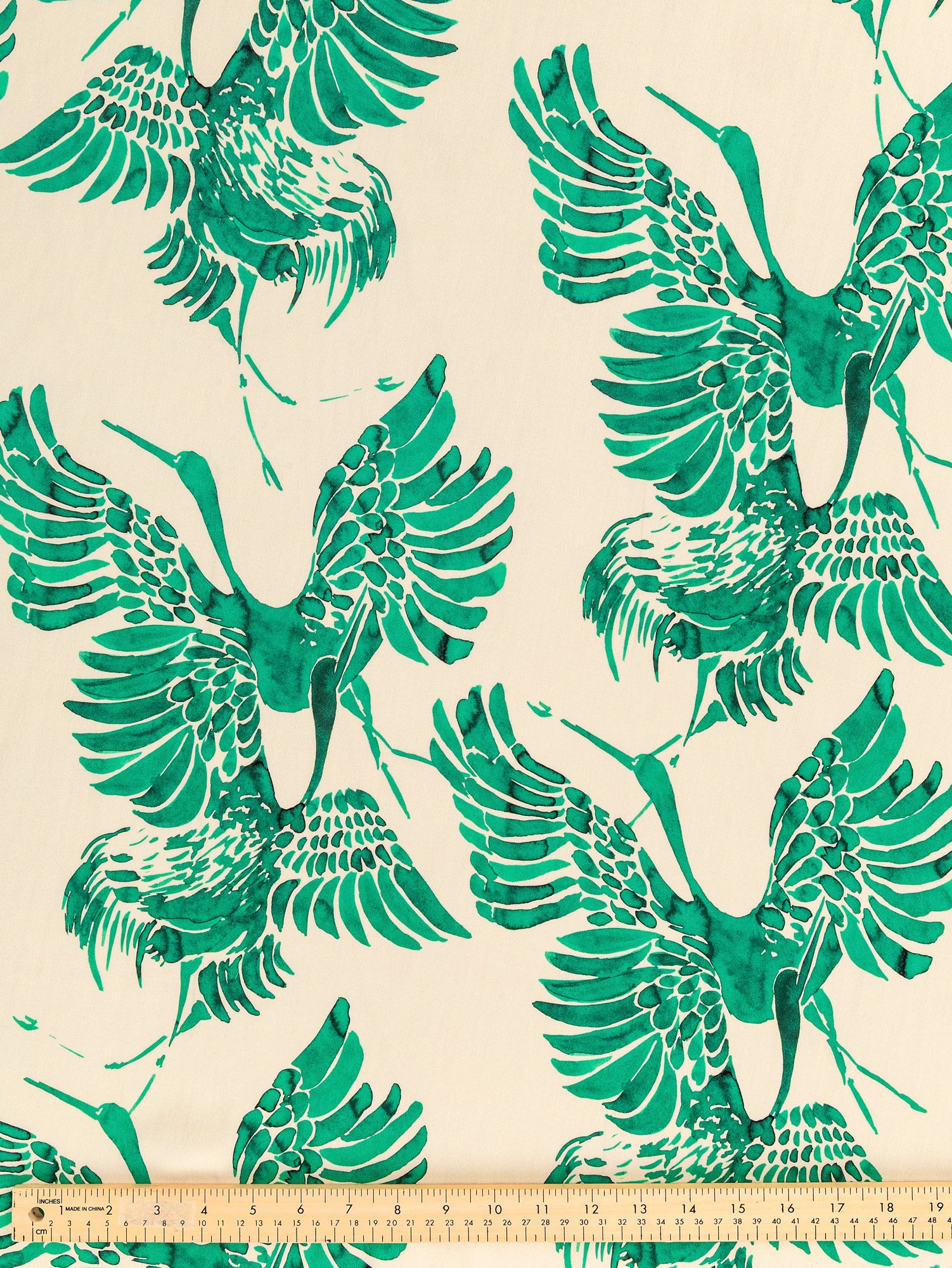F-VIS250-Painted-Plumage-Print-Ecovero-Viscose-Cream+Green-Core-Fabrics-ruler.JPG