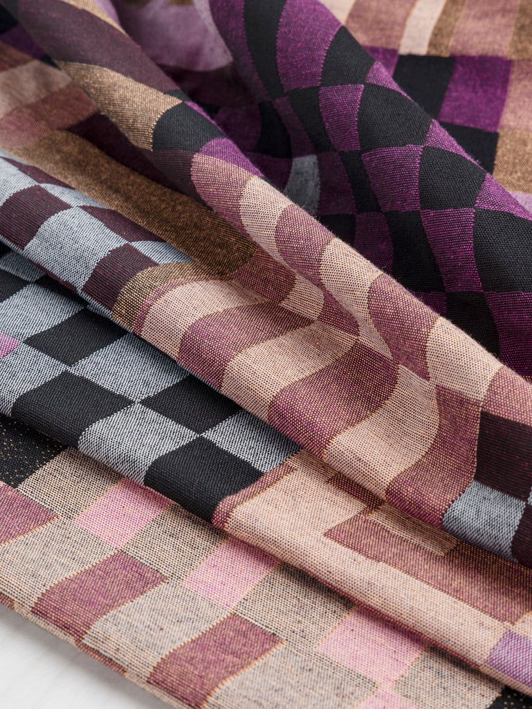 Jacquard de coton patchwork - Rose + Jaune + Noir