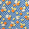 Imprimé Pear Pressure à carreaux en coton biologique et lin - Cobalt + Blanc + Orange + Citron