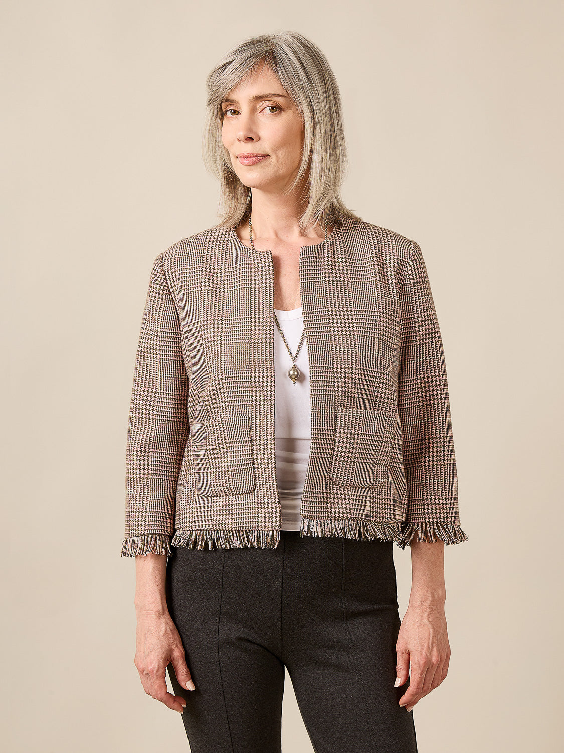 Peggy Jacket Glen Check Kit - Model | Core Fabrics