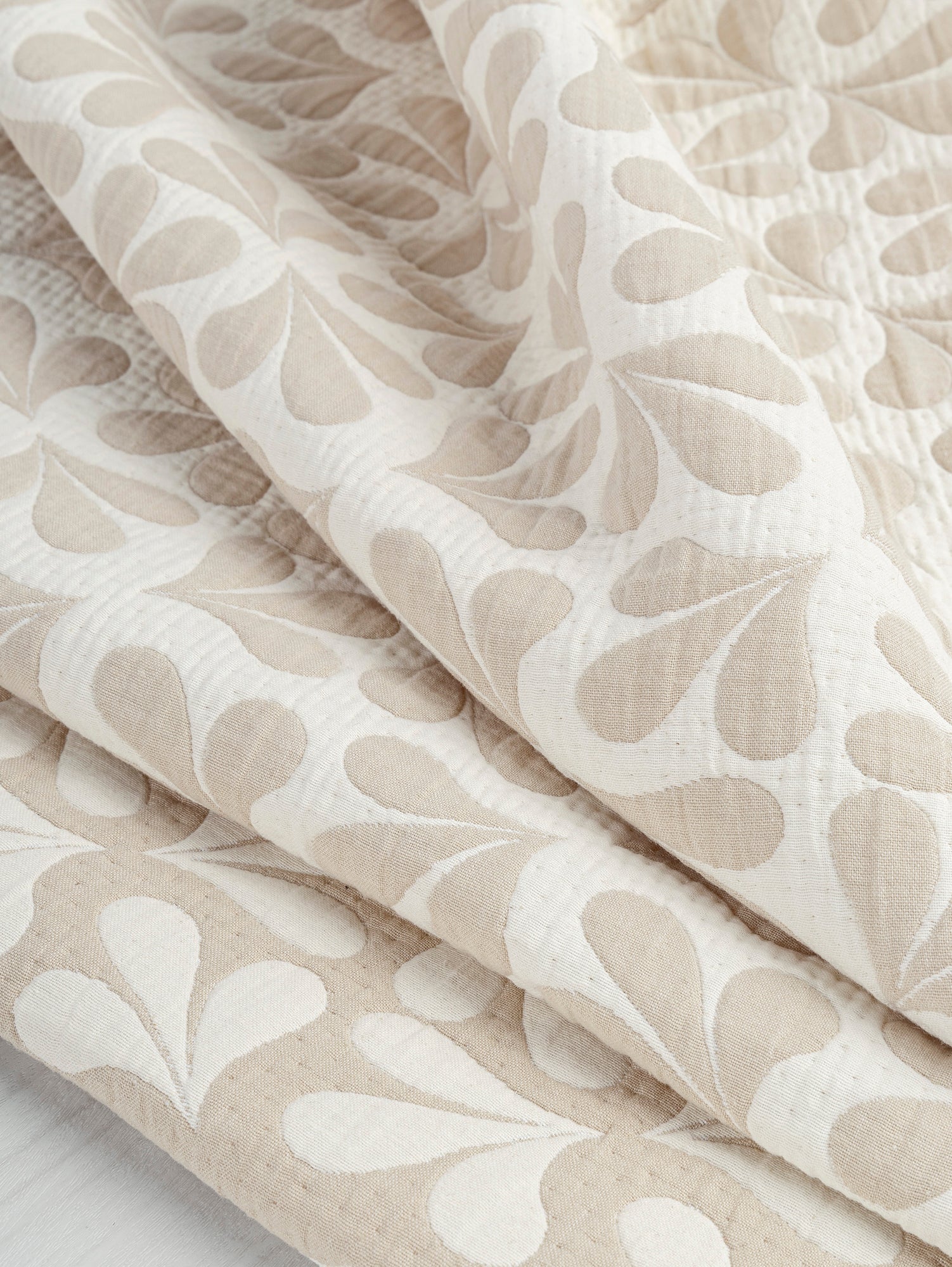 Petal Quilted Jacquard with Batting - Beige + Cream | Core Fabrics