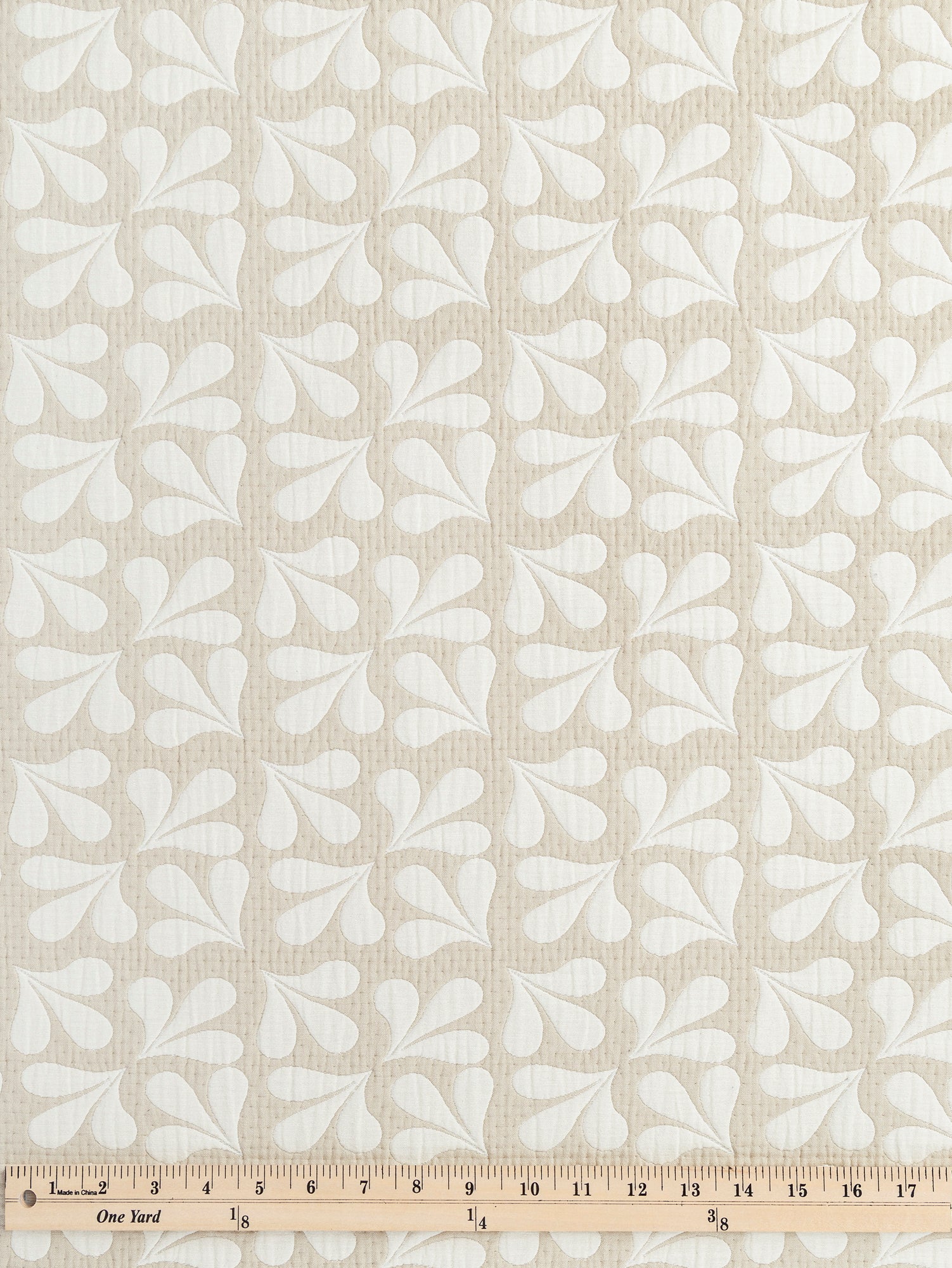 Petal Quilted Jacquard with Batting - Beige + Cream | Core Fabrics