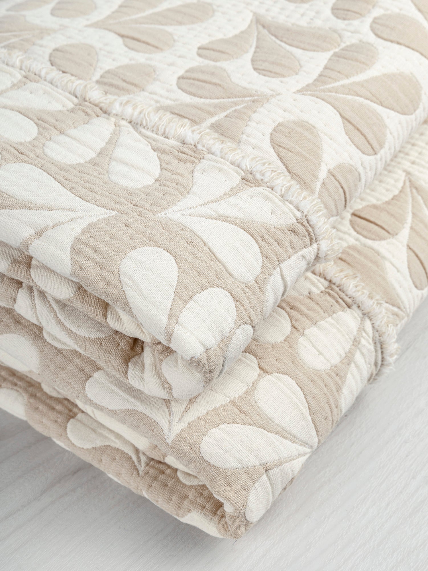 Petal Quilted Jacquard with Batting - Beige + Cream | Core Fabrics